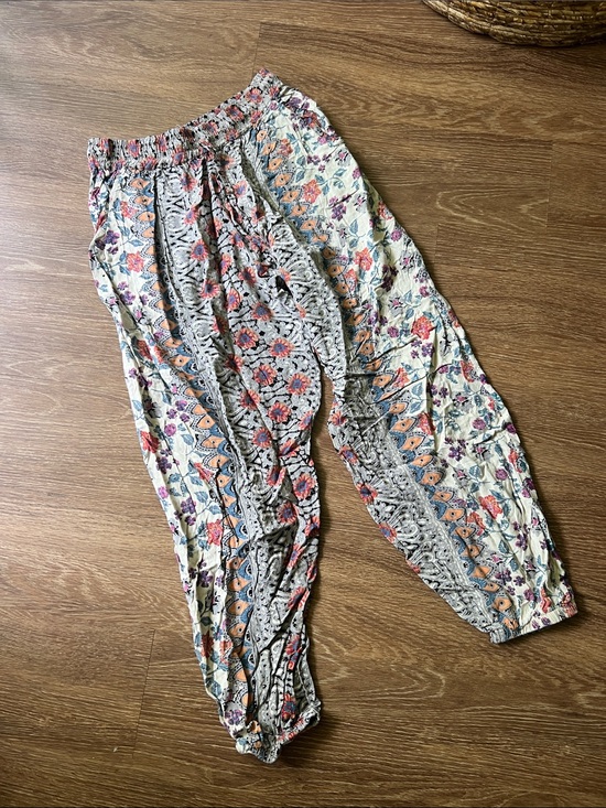 Pants - Boho Floral Cream & Coral Harem Pants